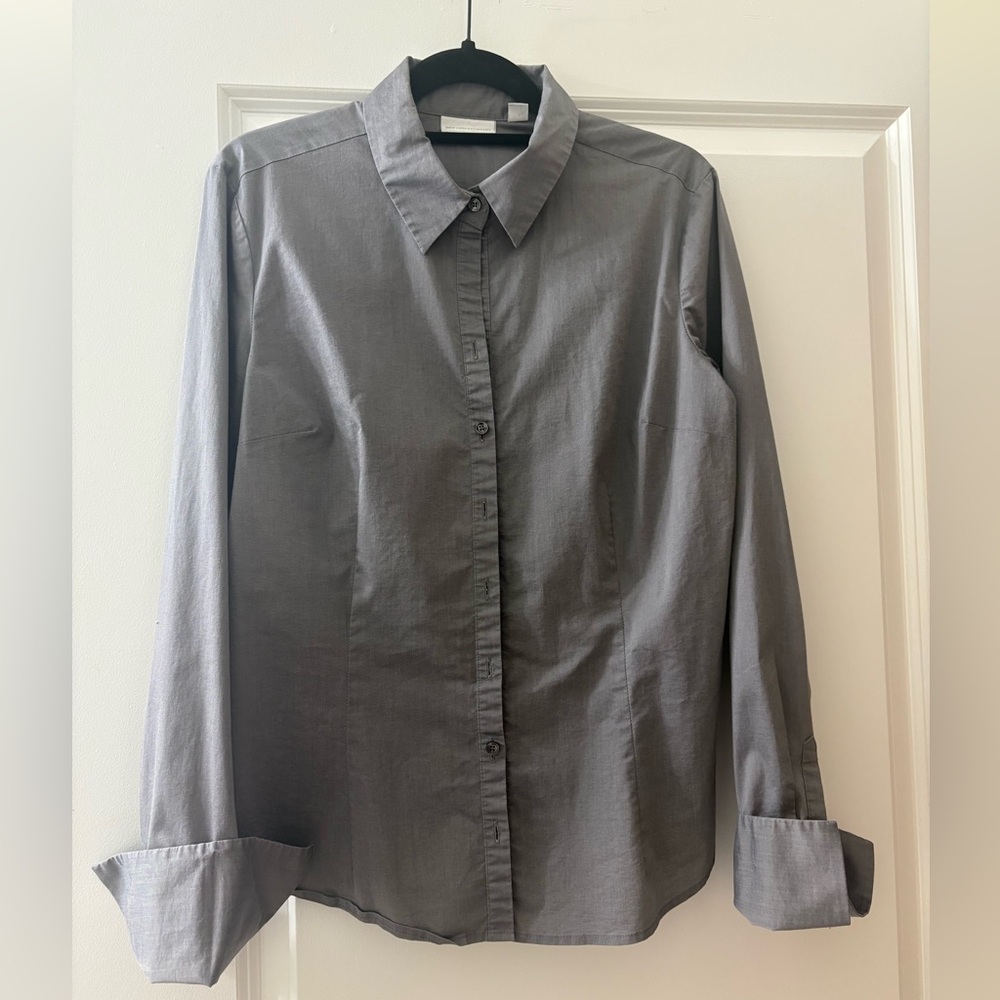 New York & Company Charcoal Button-Down Shirt